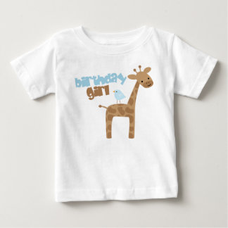 Camiseta De Bebé Cute Giraffe y cumpleaños de los pájaros