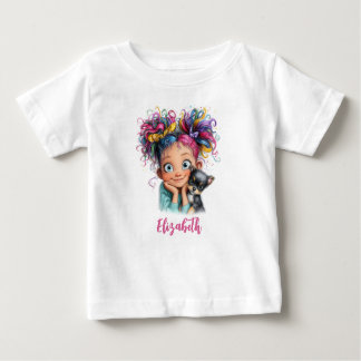 Camiseta De Bebé Cute Girl with Puppy