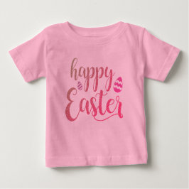 Camiseta De Bebé Cute Girls Feliz Pascua Brillo Rosa