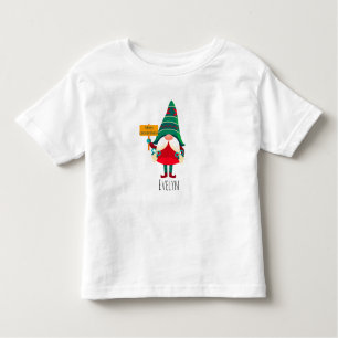 Camiseta De Bebé Cute Gnome Holding Placard con saludos
