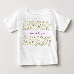 Camiseta De Bebé Cute Gold Stars Flower Fireworks Nombre personaliz