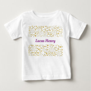 Camiseta De Bebé Cute Gold Stars Flower Fireworks Nombre personaliz