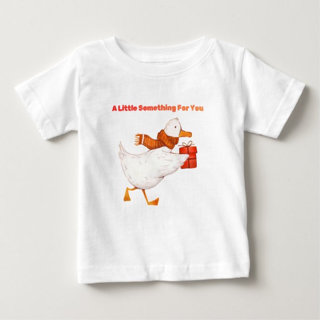 Camiseta De Bebé Cute Goose Holding Gift Baby T-Shirt  (Anverso)