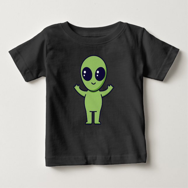 Camiseta De Bebé “Cute Green Alien (Anverso)