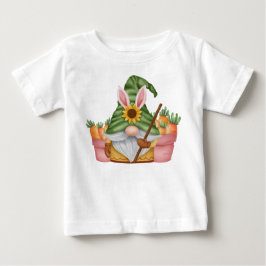 CAMISETA DE BEBÉ CUTE GREEN EASTER GNOME WITH ORANGE CARROTS