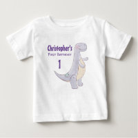 Cute Grey Dinosaur Toy Watercolor 1er cumpleaños