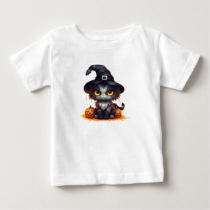 Camiseta De Bebé Cute Halloween Black Kitten