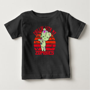 Camiseta De Bebé Cute Halloween Chillin' con mis zombis Teddy Bear