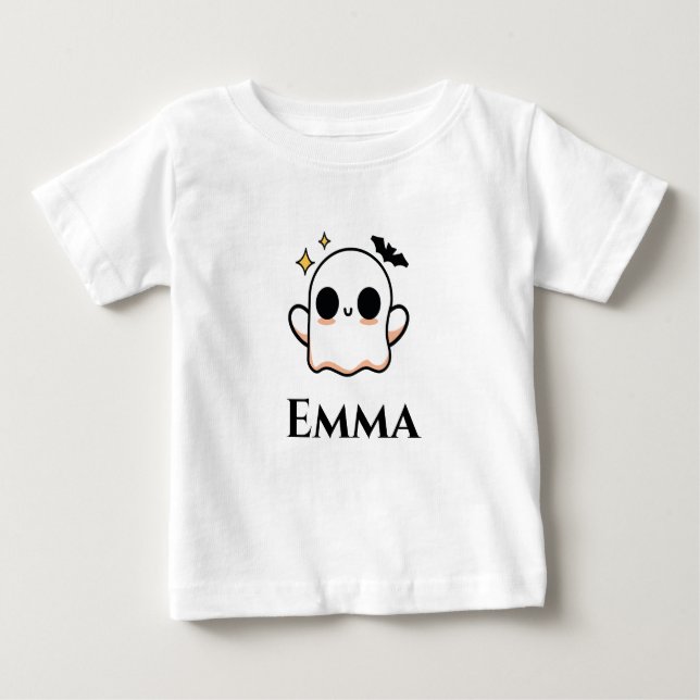 Camiseta De Bebé Cute Halloween Ghost customizable  (Anverso)