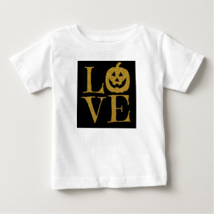 Camiseta De Bebé Cute Halloween LOVE, con letras con purpurina dora