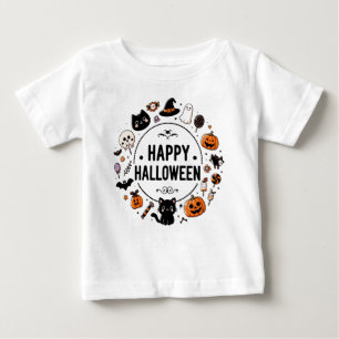 Camiseta De Bebé Cute Happy Halloween Cat Pumpkin Kids Tee