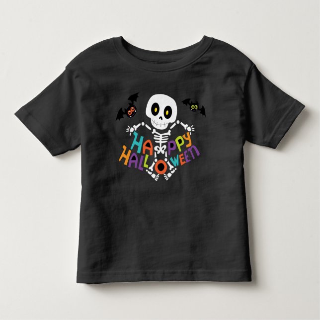 Camiseta De Bebé Cute Happy Halloween Skeleton (Anverso)