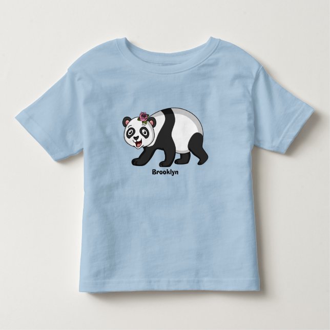Camiseta De Bebé Cute happy panda bear with flower cartoon (Anverso)