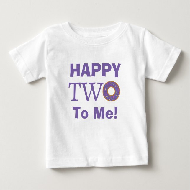Camiseta De Bebé Cute Happy Two Birthday Purple Donut (Anverso)