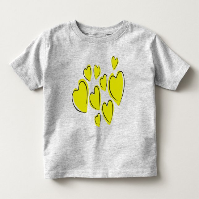Camiseta De Bebé Cute Hearts Hand Drawn Bold Yellow Romantic Doodle (Anverso)