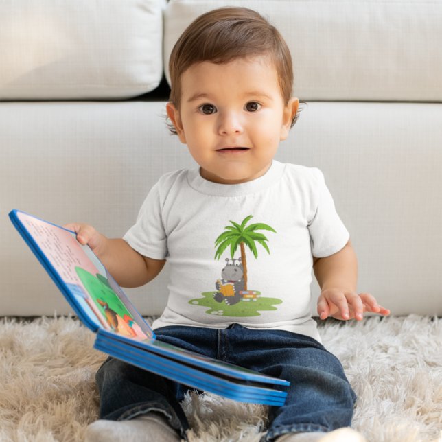 Camiseta De Bebé Cute Hippo Reading a Book (Subido por el creador)