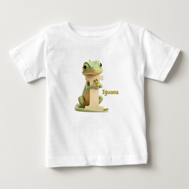 Camiseta De Bebé Cute Iguana Letter I Kids T-Shirt | Animal Alphabe (Anverso)