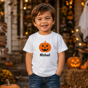 Camiseta De Bebé Cute Jack O Linterna Calabaza Naranja Nombre de Ha