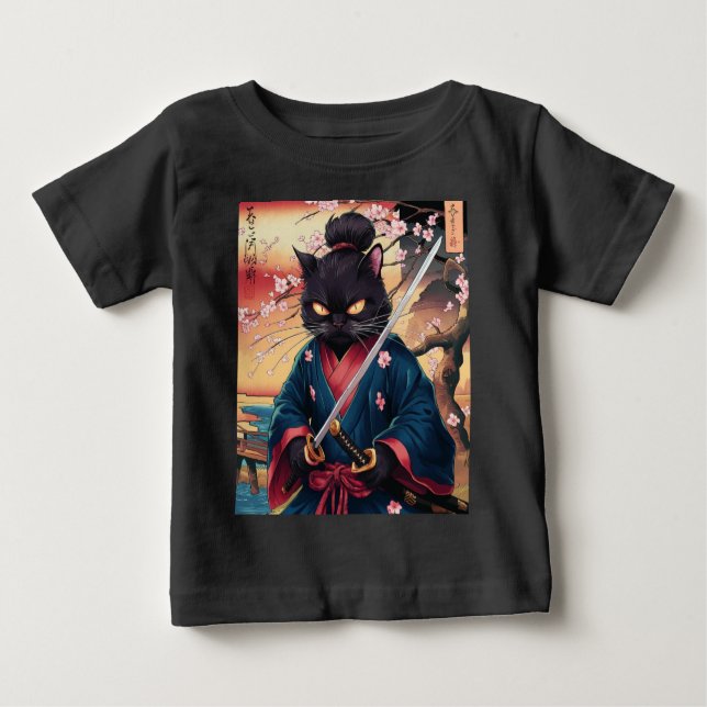 Camiseta De Bebé Cute Japanese Samurai Cat  (Anverso)