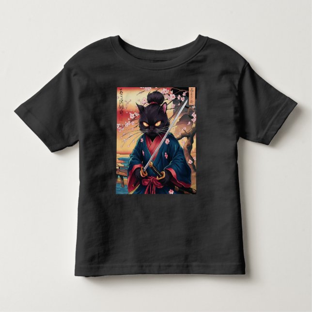 Camiseta De Bebé Cute Japanese Samurai Cat  (Anverso)
