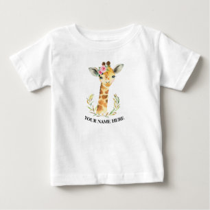 Camiseta De Bebé Cute jirafa animales 1er primera cumpleaños niña b