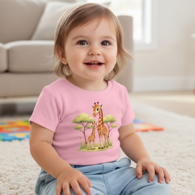 Camiseta De Bebé Cute jirafa madre bebé safari niños (Subido por el creador)