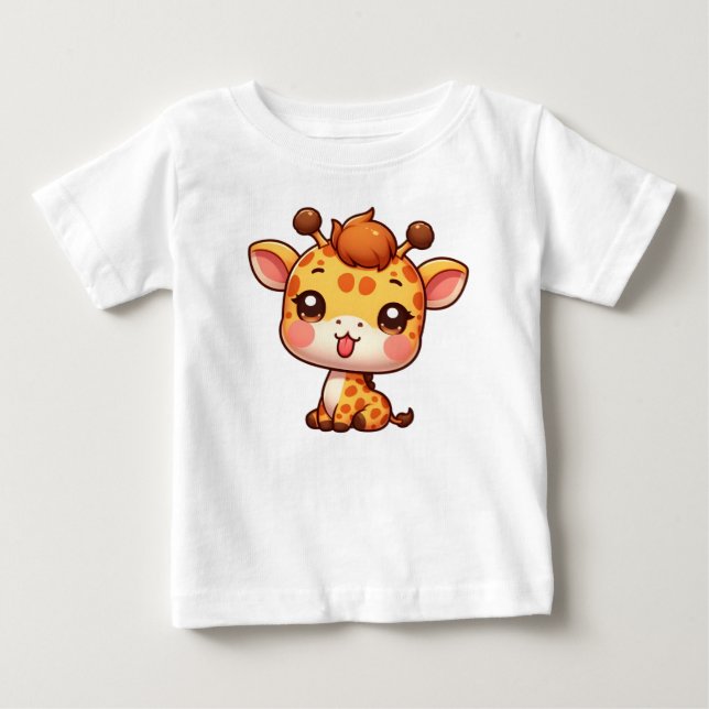 Camiseta De Bebé Cute jirafa sacudiendo su lengua (Anverso)