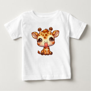 Camiseta De Bebé Cute jirafa sacudiendo su lengua