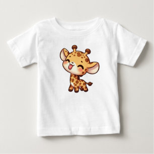 Camiseta De Bebé Cute jirafa sacudiendo su lengua