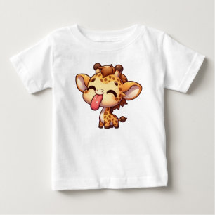 Camiseta De Bebé Cute jirafa sacudiendo su lengua