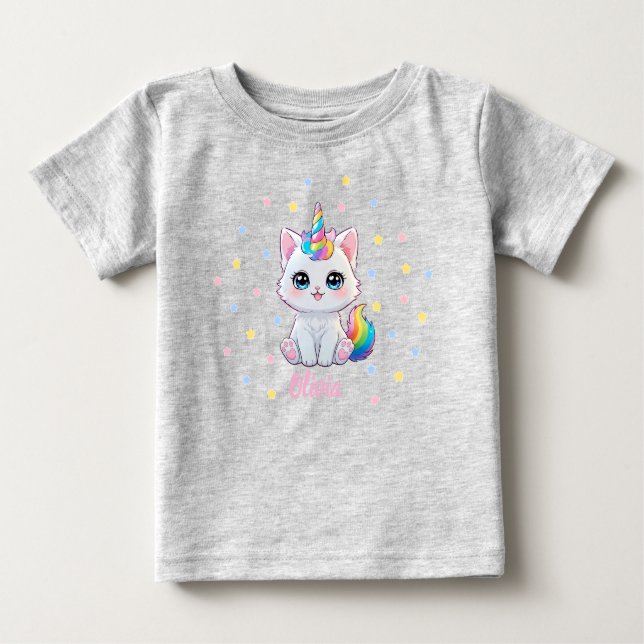 Camiseta De Bebé Cute Kawaii Caticorn Baby T-shirt  (Anverso)