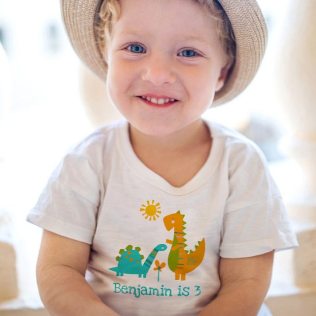 Camiseta De Bebé Cute Kawaii Dinosauris Boy Azul nombre de cumpleañ (Subido por el creador)