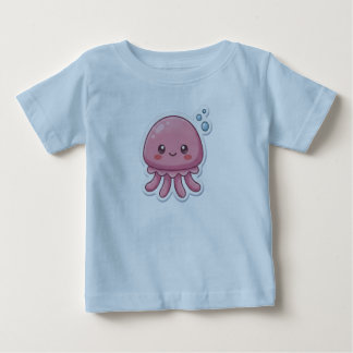 Camiseta De Bebé Cute Kawaii Pink Jellyfish Sticker Design -Happy C
