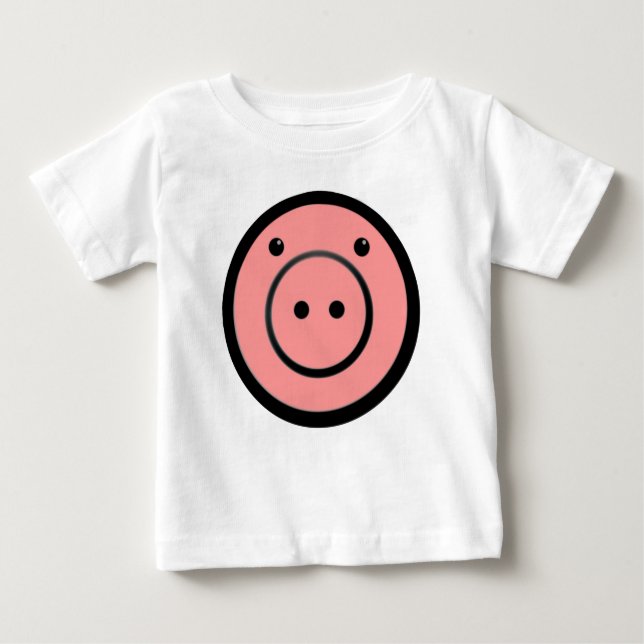 Camiseta De Bebé Cute Kawaii Pink Piggy Vector de Cerdo (Anverso)