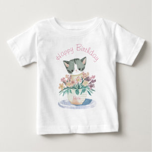 Camiseta De Bebé Cute Kitten   Hija feliz cumpleaños