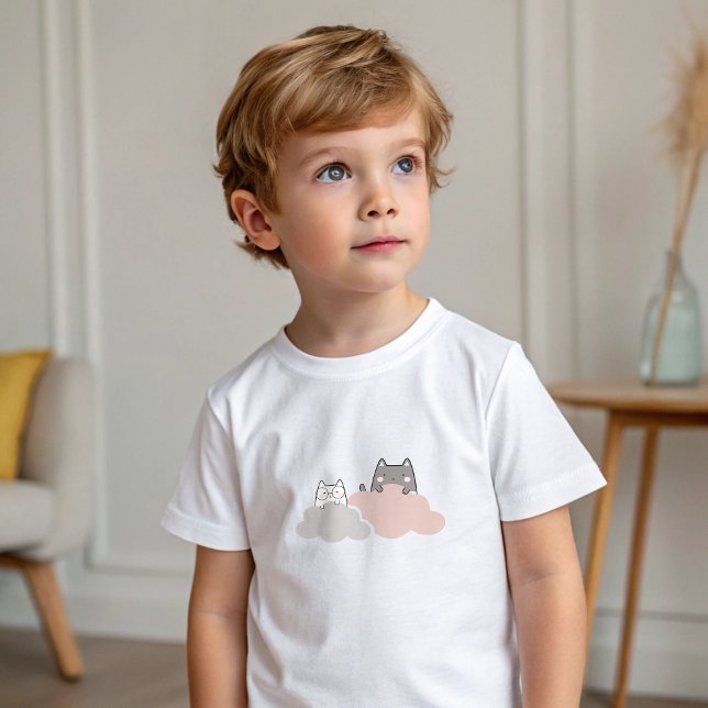 Camiseta De Bebé Cute Kitten Moderno Pattern Baby Shower (Cute Kitten Modern Pattern Baby Shower Baby T-Shirt)