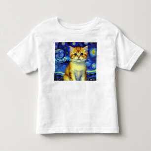 Camiseta De Bebé Cute Kitten Starry Night Van Gogh