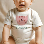 Camiseta De Bebé Cute Kitty, gato rosa<br><div class="desc">Cat Purr-fect Pawty Birthday</div>