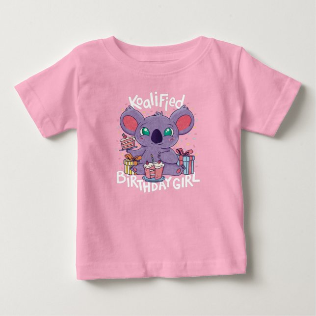 Camiseta De Bebé Cute Koala Bear Koalified Birthday Chica Pink (Anverso)