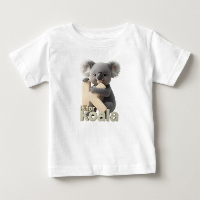 Camiseta De Bebé Cute Koala Letter K Kids T-Shirt | Animal Alphabet (Anverso)