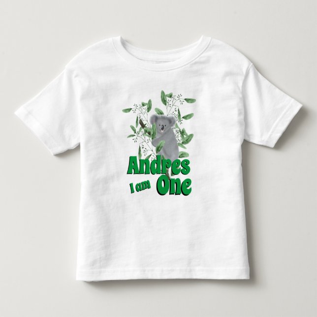 Camiseta De Bebé Cute Koala Oso Escalando Eucalyptus Cumpleaños (Anverso)