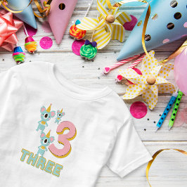 Camiseta De Bebé Cute Koala tercer cumpleaños número rosado contand