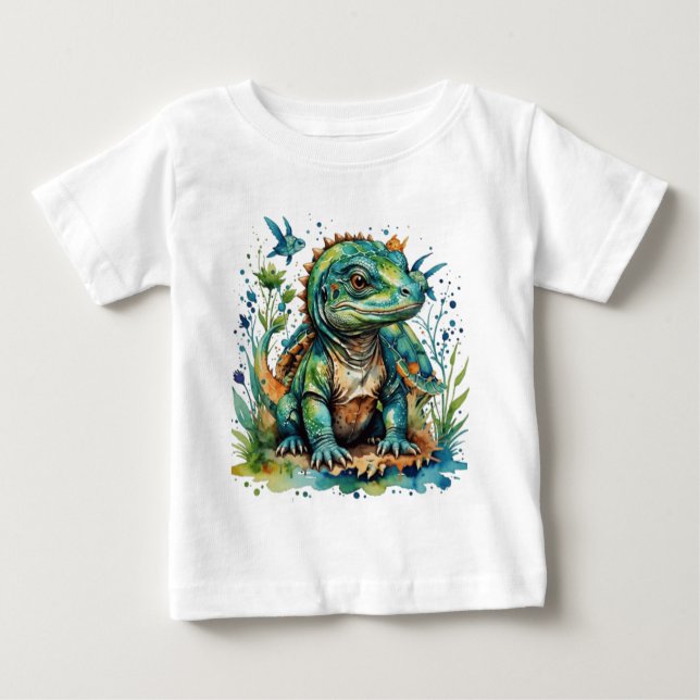 Camiseta De Bebé Cute Komodo dragón verde lagarto (Anverso)