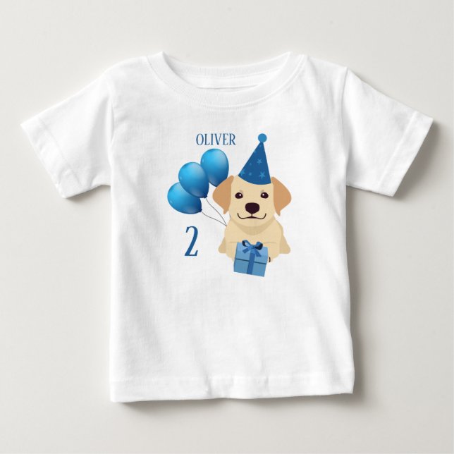 Camiseta De Bebé Cute Labrador Recuperever Birthday Boy T-Shirt (Anverso)