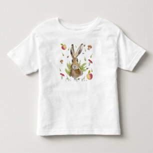 Camiseta De Bebé Cute liebre con fondo de manzanas y champiñones