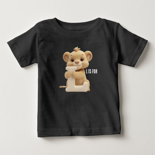 Camiseta De Bebé Cute Lion Letter L Kids T-Shirt | Animal Alphabet  (Anverso)