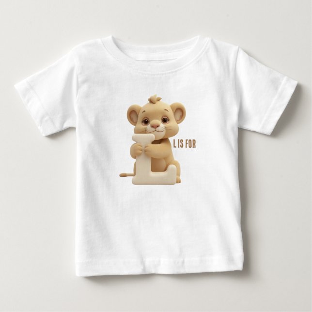 Camiseta De Bebé Cute Lion Letter L Kids T-Shirt | Animal Alphabet  (Anverso)