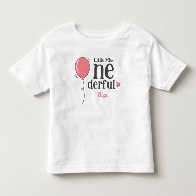 Camiseta De Bebé Cute Little Miss Onederful Primer Cumpleaños Globo (Anverso)