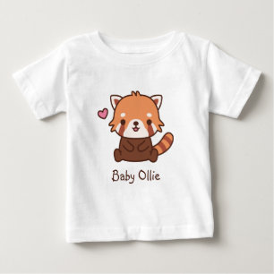 Camiseta De Bebé Cute Little Red Panda Nombre Personalizado