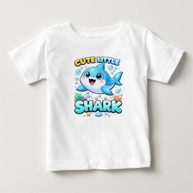 Camiseta De Bebé Cute Little Shark Shirt for Girls  (Anverso)